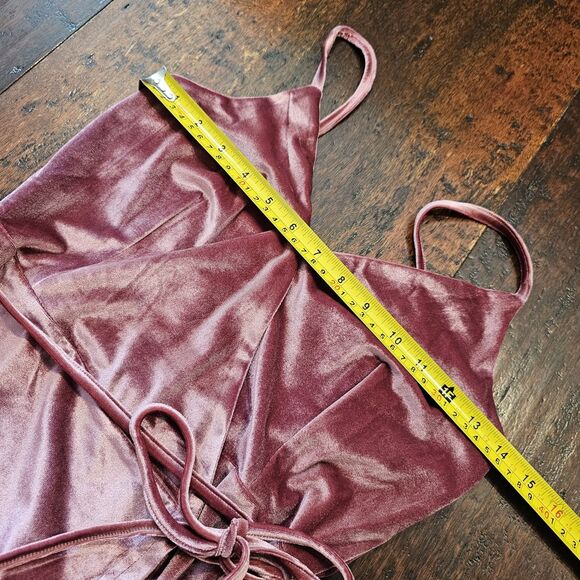 Romantic velour coquette wrap dress pink slip midi soft aesthetic romantic y2k - Picture 2 of 7